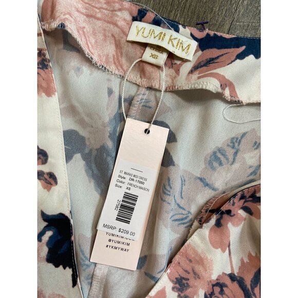 Yumi Kim NWT St. Marks Floral Long Sleeve Button Down Midi Dress Pink Size XS - Picture 6 of 8